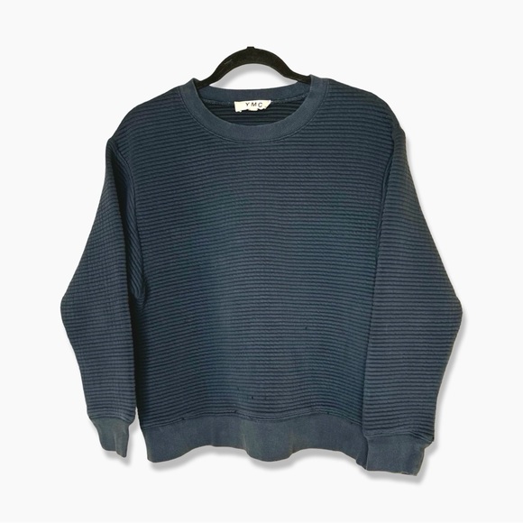 YMC Sweatshirt XS Navy Zipped Bottom Details Boxy Fit - Picture 1 of 3